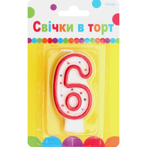 Артикул С-1-007 Свічка Цифра "6"